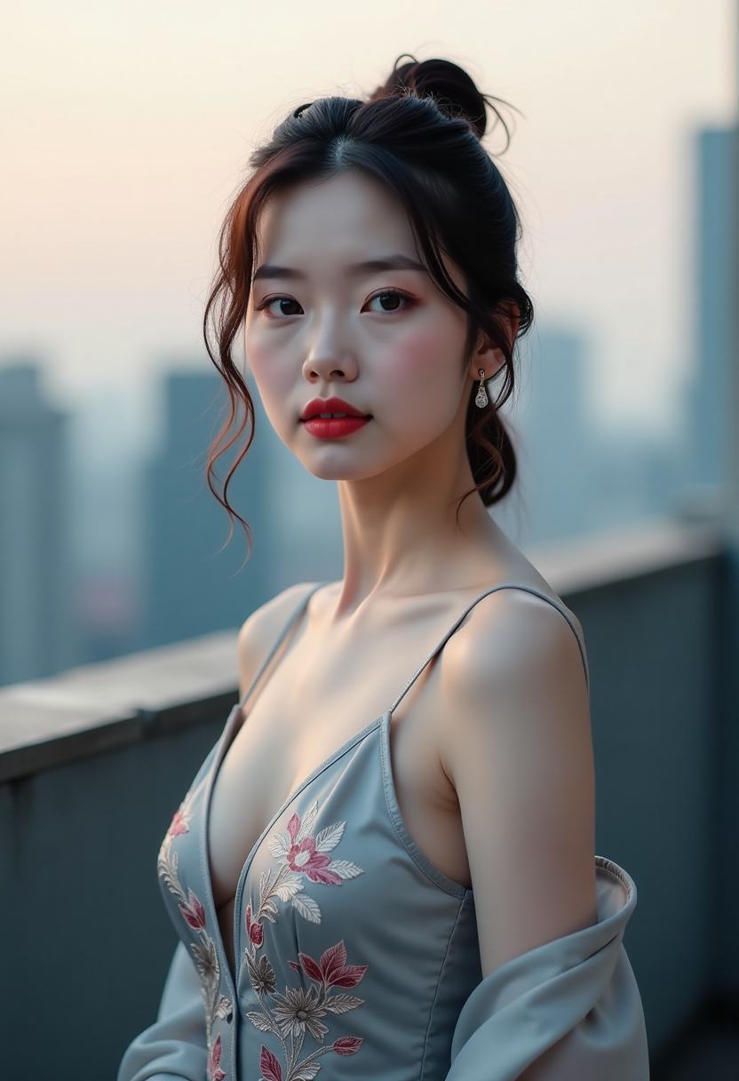 汉江夜跑的她
